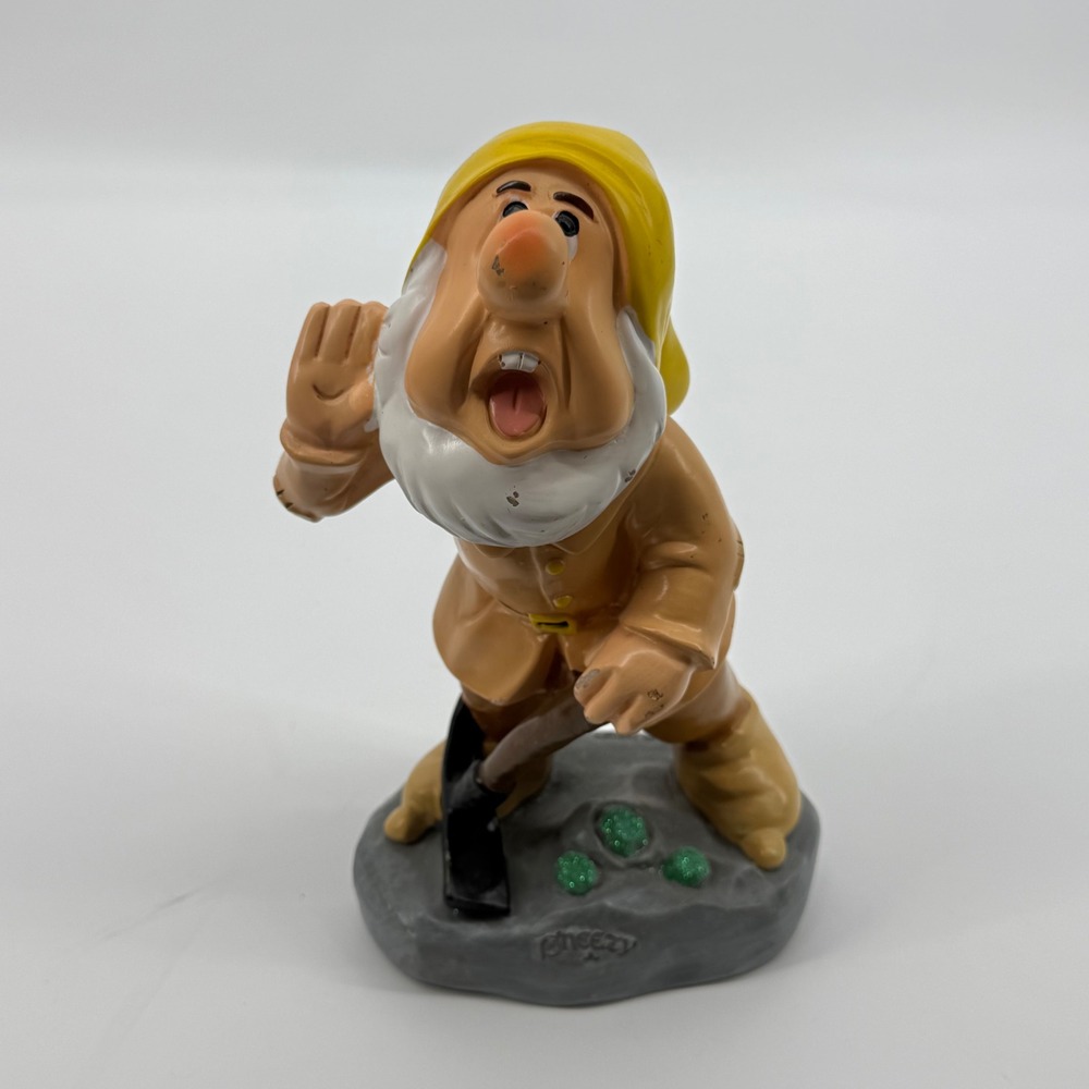 Disney Sneezy Figurine Unisex 8.5" Brown Good Snow White Dwarf Pickaxe Glitter